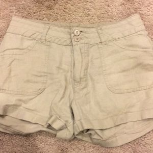 Beige linen shorts